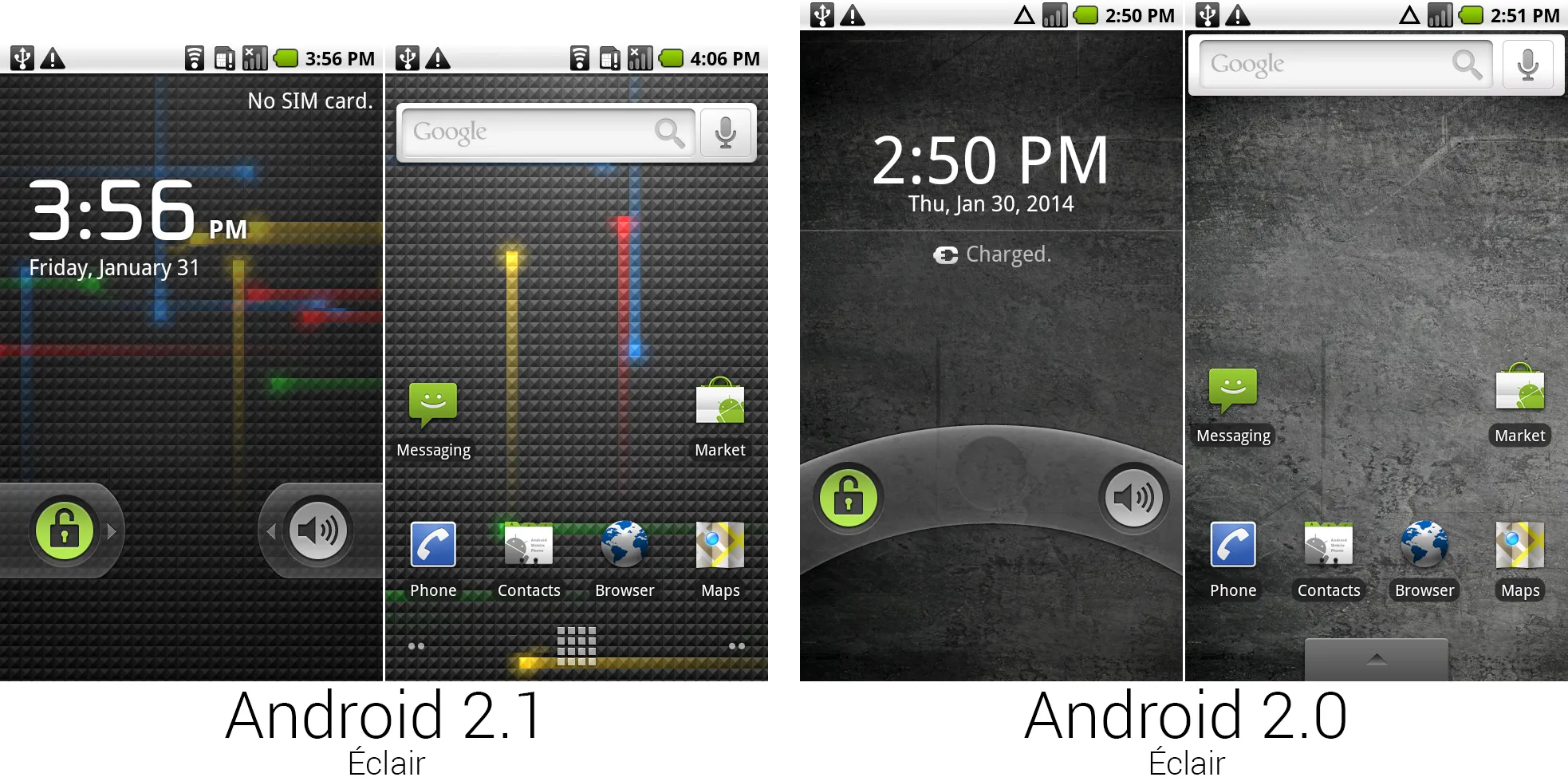 安卓2.1和2.0中的锁屏和主屏幕。