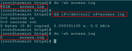 Empty File Content Using dd Command