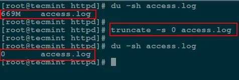 Truncate File Content in Linux