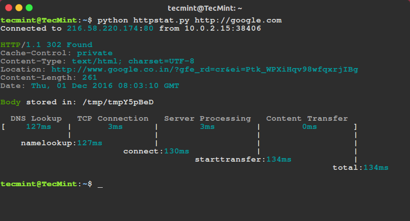 httpstat - Showing Website Statistics