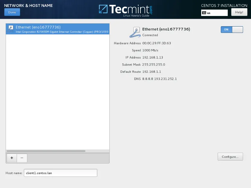 Set Network and Hostname