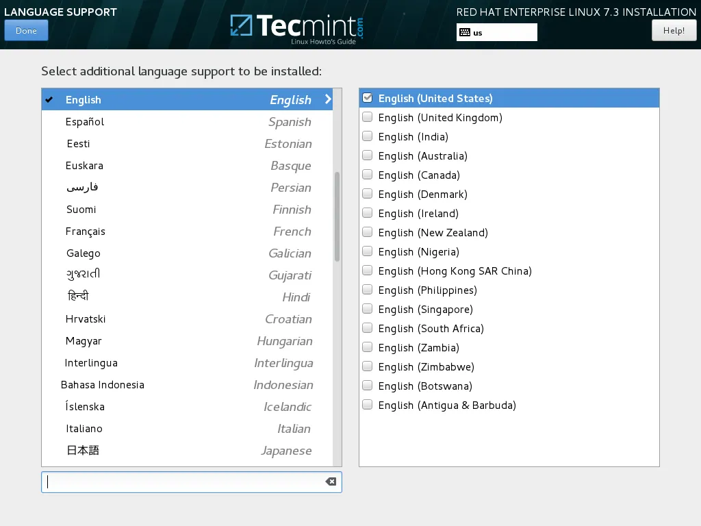 Choose Language Support
