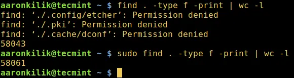 Find Number of Files in Linux