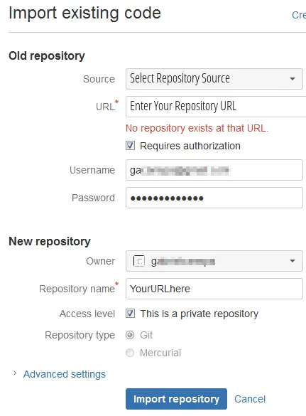 Bitbucket - Import Existing Code