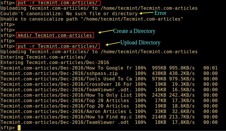 Upload Directory using SFTP