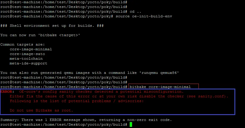 Do not run bitbake as root