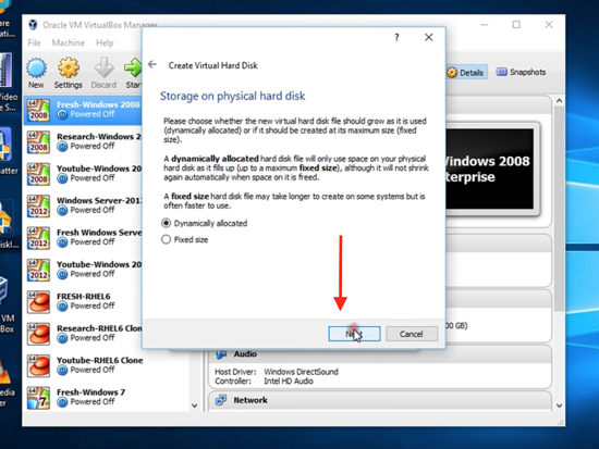 Allocate disk space dynamically