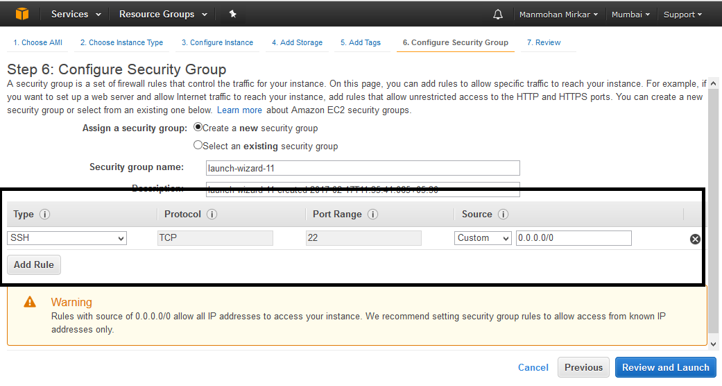 Configure AWS server