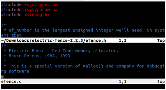 vim.a horizontal split screen