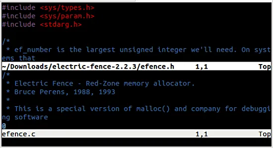 vim.a horizontal split screen