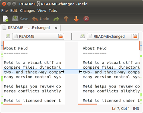 Meld advanced file comparison