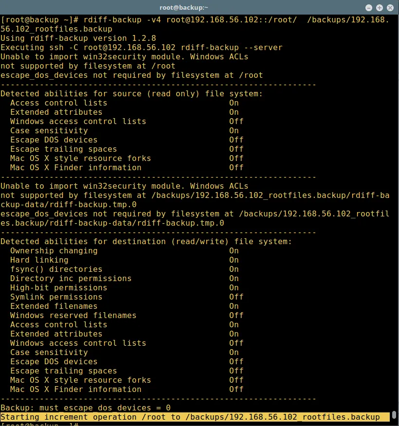 Incremental Backup with Summary