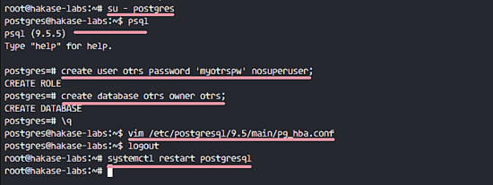 Configure PostgreSQL for OTRS