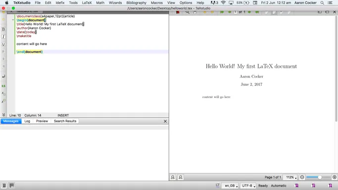 Viewing the LaTeX code as PDF