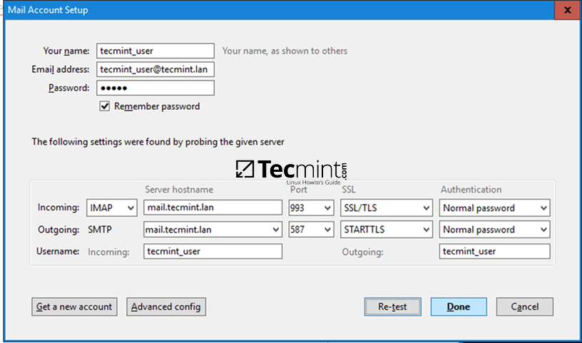 Thunderbird iRedMail Settings