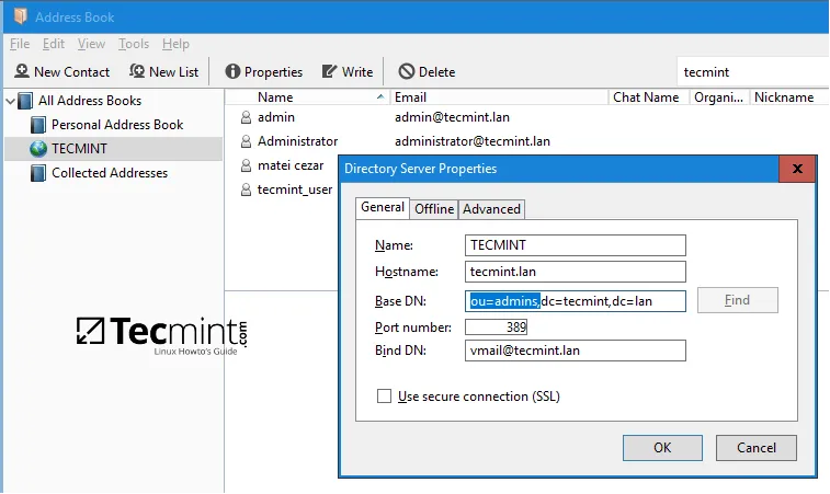 Search Contacts in Samba LDAP Database