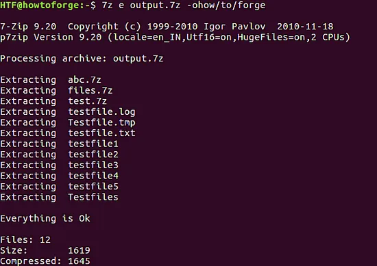7zip output directory