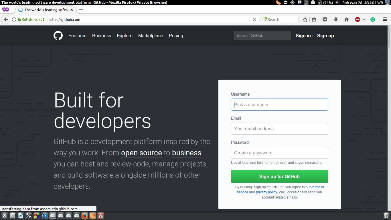 github homepage