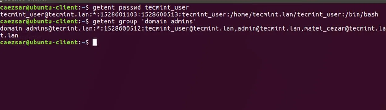 检验 Winbind Nsswitch