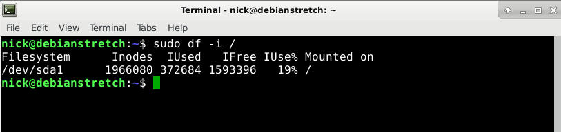 Linux check filesystem inodes