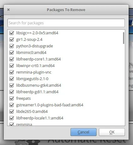 remove packages 移除软件包