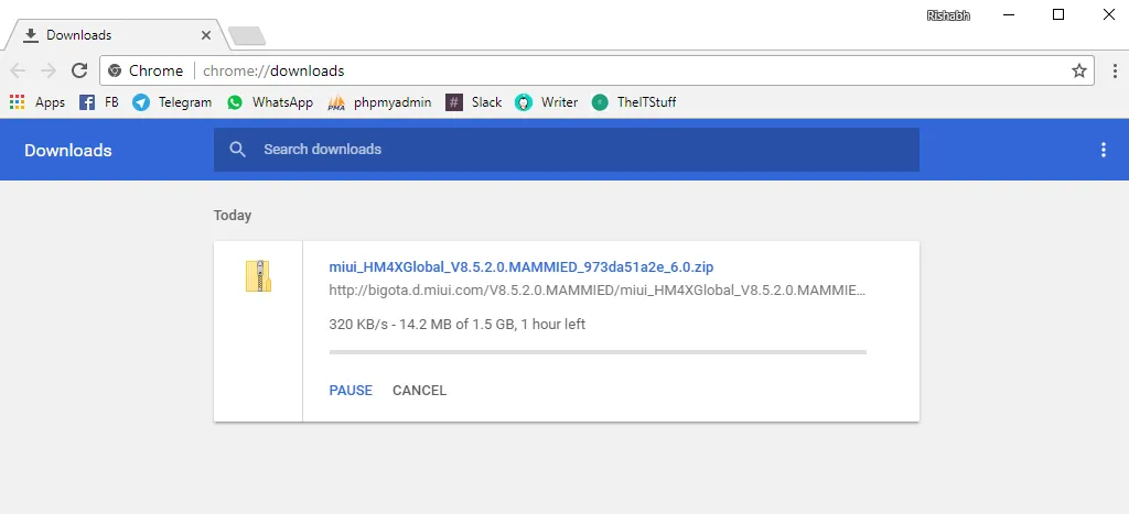 使用 Chrome 下载 MIUI 更新