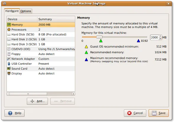 Fig.01：Vmware Virtual Machine Settings 
