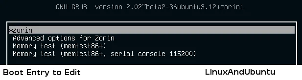 zorin os grub menu