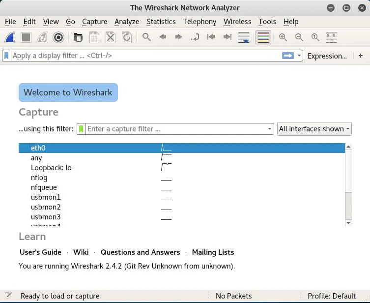 Kali Linux Wireshark