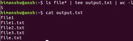 如何让 tee 命令的输出内容直接作为另一个命令的输入内容