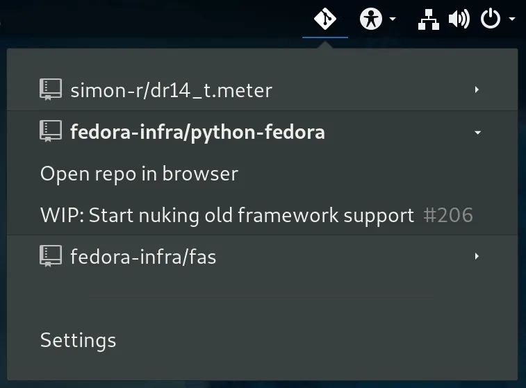 GnomeHub extension status menu