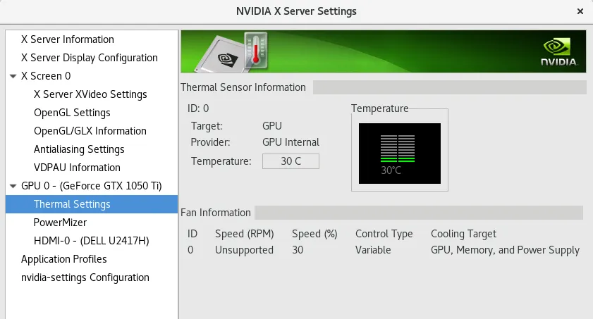 NVIDIA X Server Settings NVIDIA X Server Settings