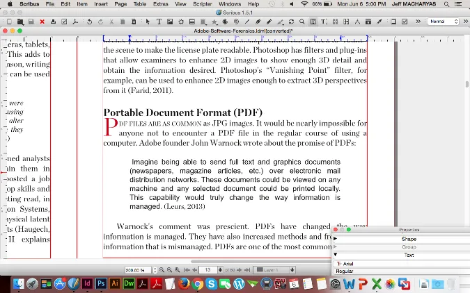 InDesign IDML file of book layout opened in Scribus