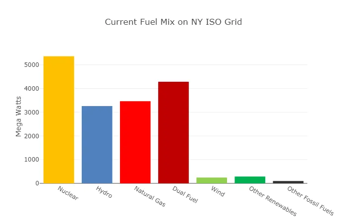 Fuel mix on NYISO grid NYISO 燃料组成情况