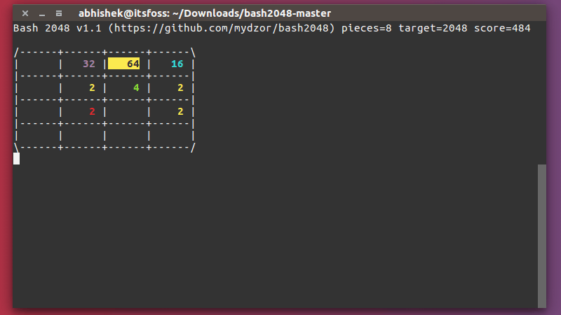 Linux Terminal game 2048