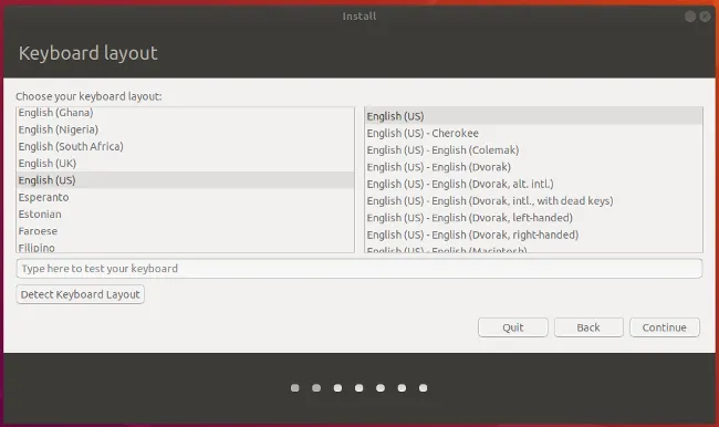 Select keyboard in Ubuntu 选择 Ubuntu 的键盘