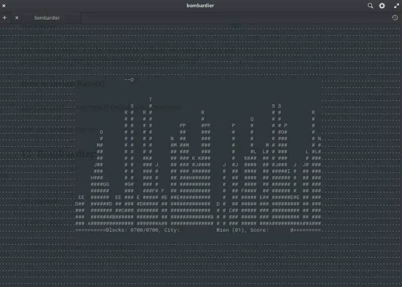 Bomabrdier game in ascii form