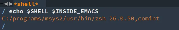 zsh shell inside Emacs on Windows