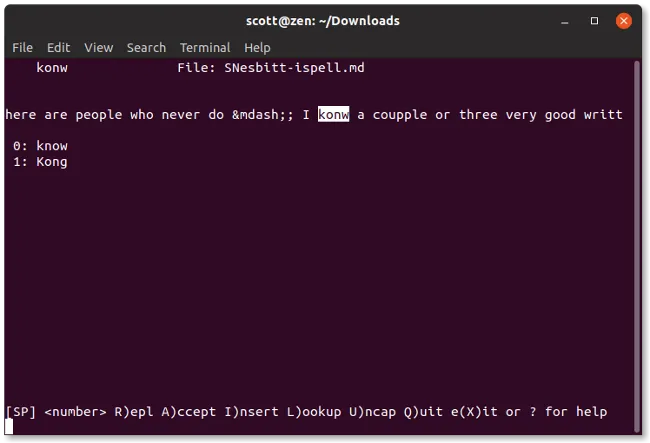 Checking spelling with Ispell