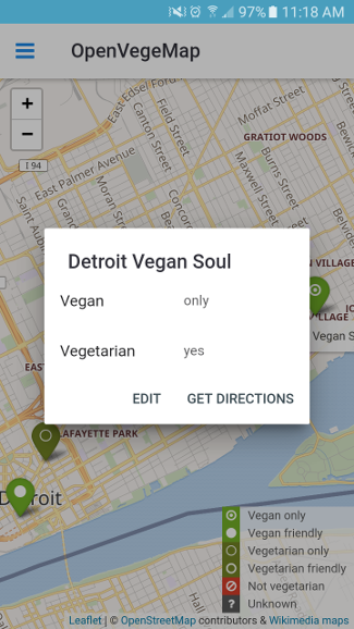 OpenVegeMap app