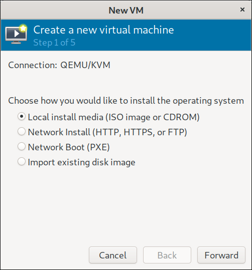 Step 1 virtual machine creation