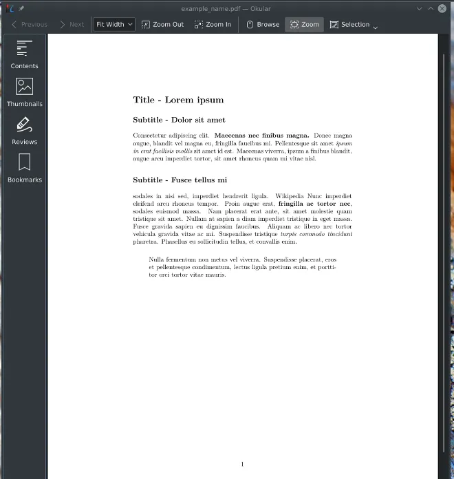 Markdown text converted to PDF with Pandoc