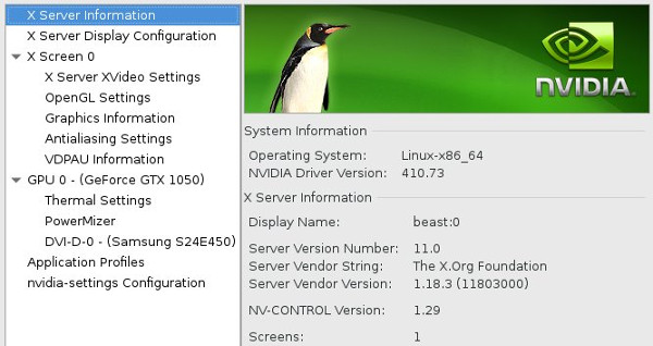 Nvidia configuration application