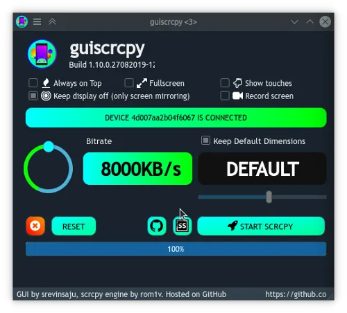 Guiscrcpy main screen Guiscrcpy main screen