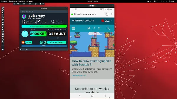 guiscrcpy running on Fedora 30 guiscrcpy running on Fedora 30