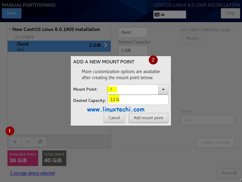 slash-root-partition-centos8-installation