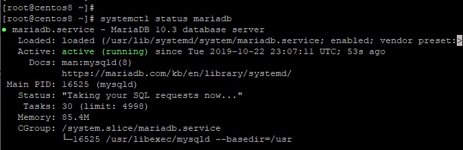 Check-MariaDB-status-CentOS8