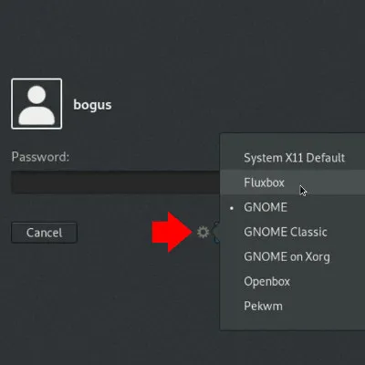Selecting the Window Maker desktop in GDM