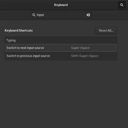 Changing keystroke combination in GNOME settings