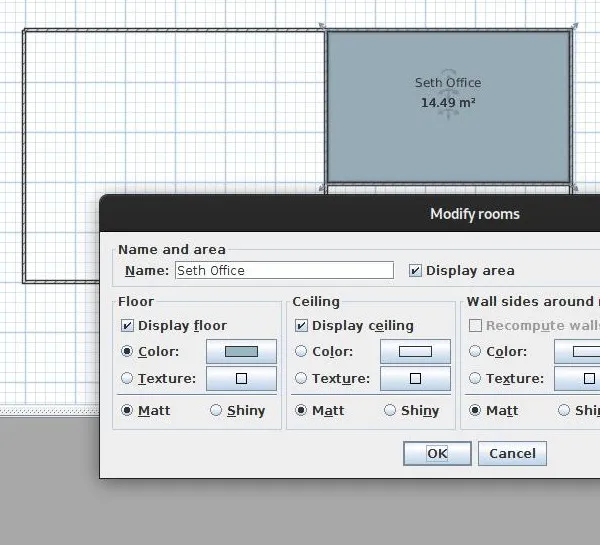 Modifying room floors, ceilings, etc. in Sweet Home 3D